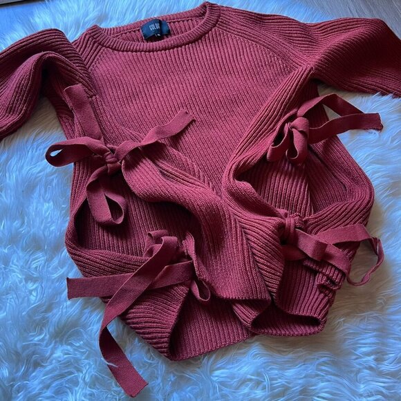 Goldie Women’s Pullover Crew Neck Sweater Ties On Each Side Women’s M/L Oversize - Picture 13 of 13